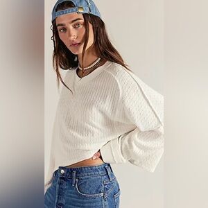 NWT FREE PEOPLE WE THE FREE WILSON LONG SLEEVE CLEAN IVORY